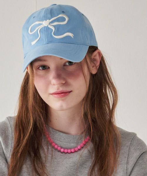★RonRon★Heart Ribbon Ball Cap (6colors)