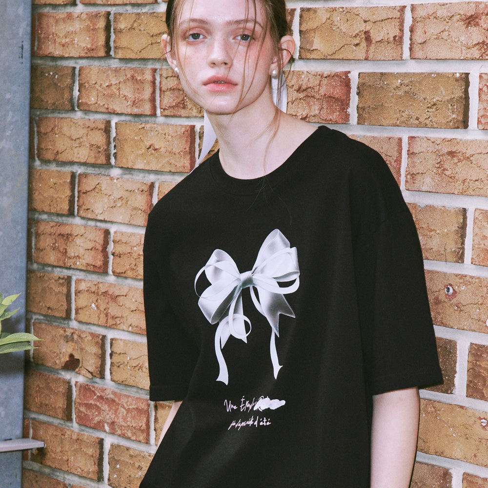 ★RonRon★ Double Ribbon Over Fit T Shirt (2colors)