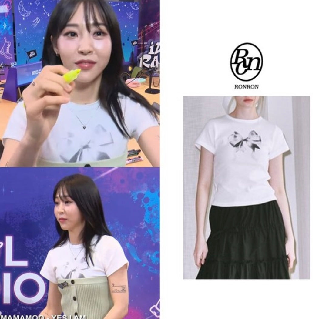 ★RonRon★ Double Ribbon Slim Crop T Shirt (4colors)