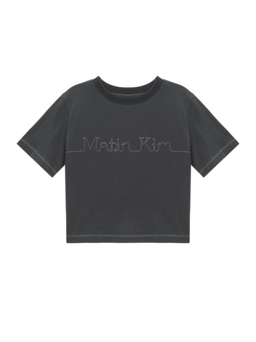 【Matin Kim】Matin Edge Stitch Logo Crop Top (4colors)