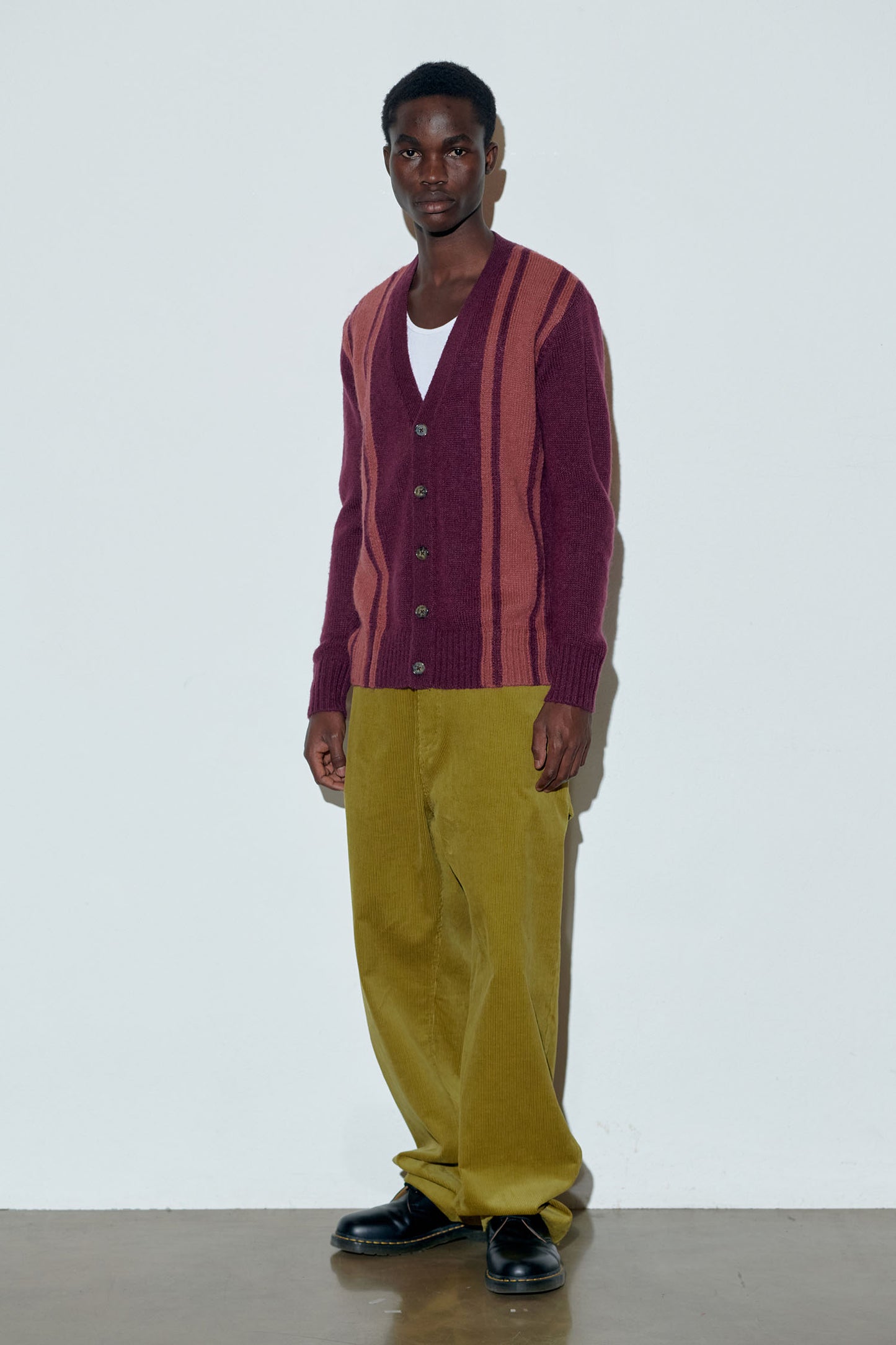 ★Sculptor★ Mohair Stripe Cardigan D.Purple