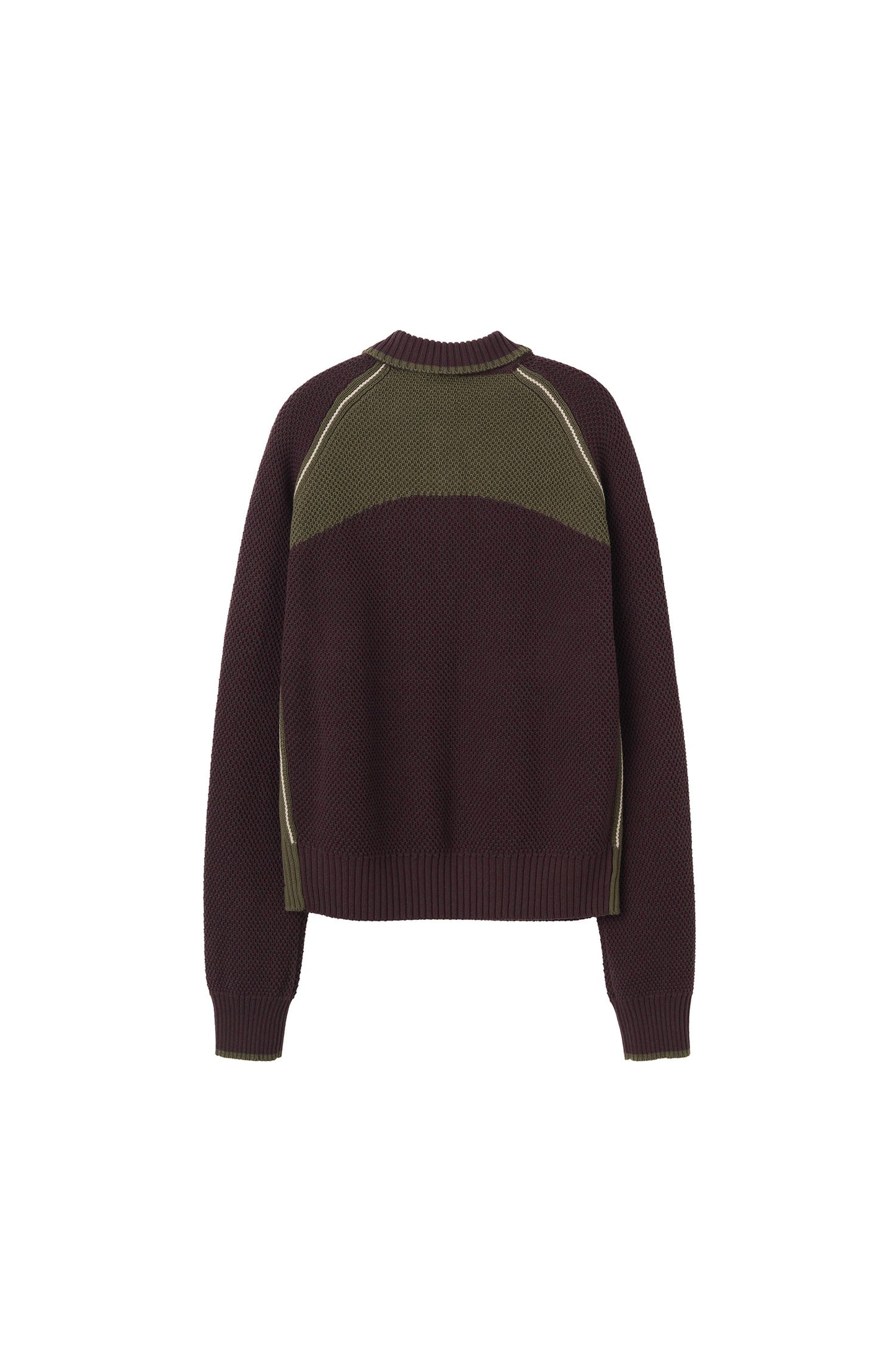 ★Sculptor★ Waffle Collared Sweater Melange Wine