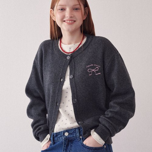 ★RonRon★ Heart Ribbbon Jacquard Knit Cardigan (5colors)