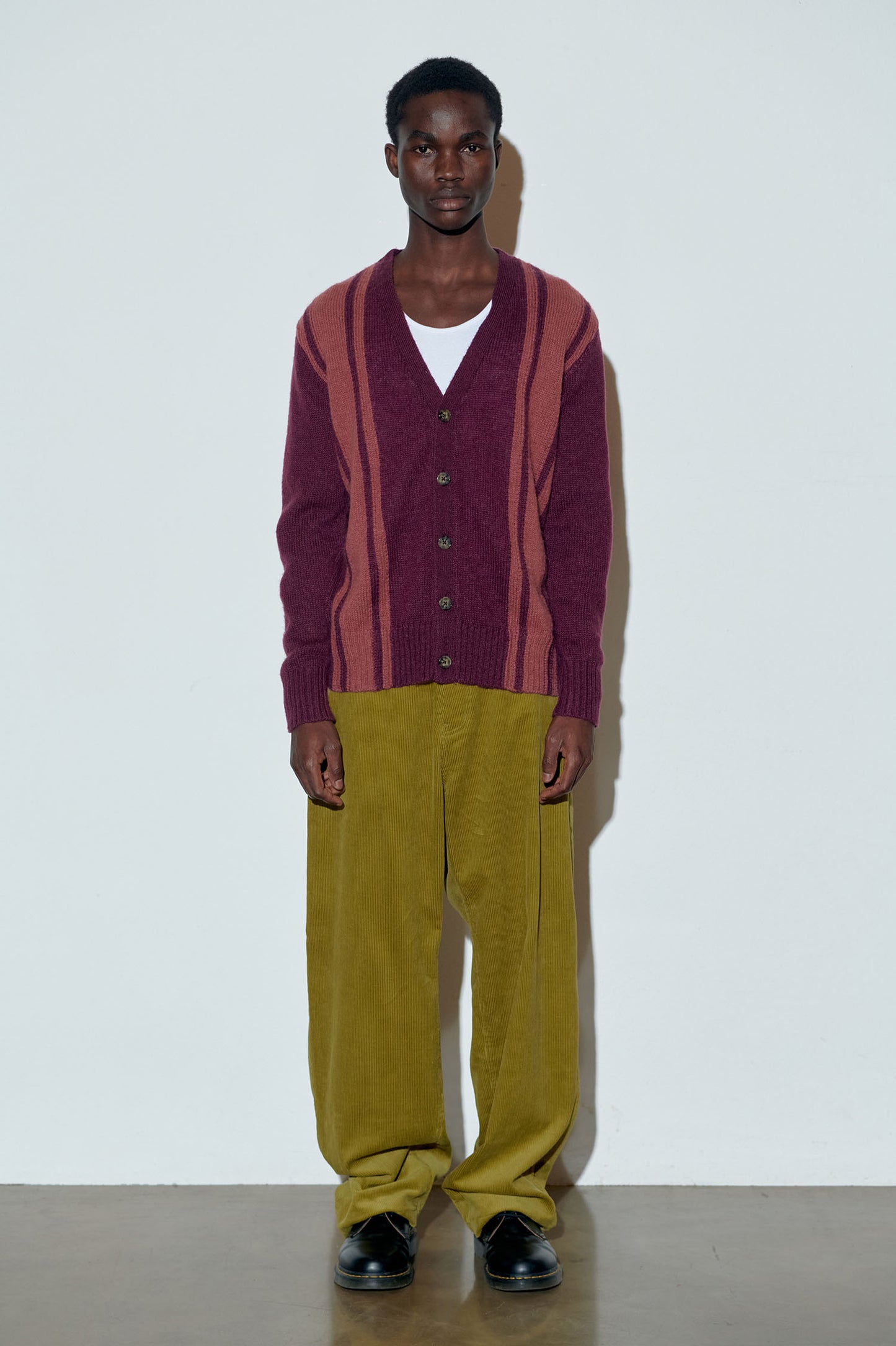 ★Sculptor★ Mohair Stripe Cardigan D.Purple