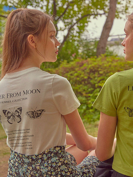 ★Letter From Moon★ Triple Butterfly Crop Short Sleeve T-shirts