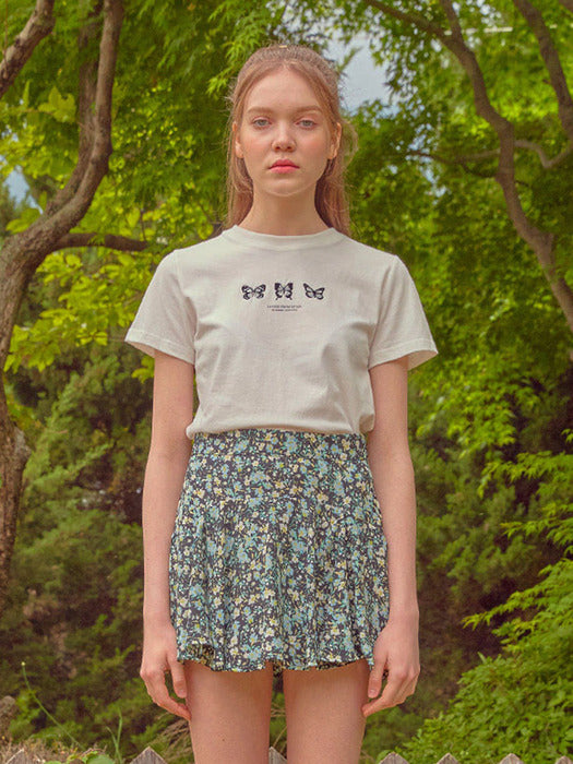 ★Letter From Moon★ Triple Butterfly Crop Short Sleeve T-shirts