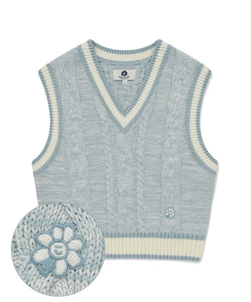 ★What it isNt★ Woman's Cable V-Neck Knit Vest