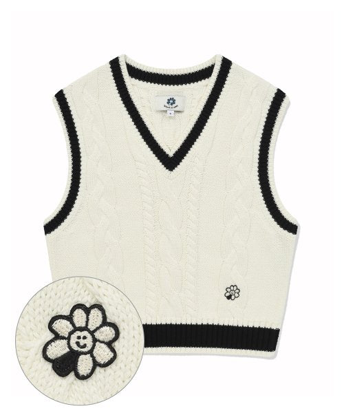 ★What it isNt★ Woman's Cable V-Neck Knit Vest