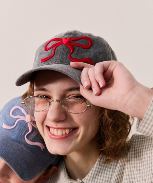 ★RonRon★Heart Ribbon Ball Cap (6colors)