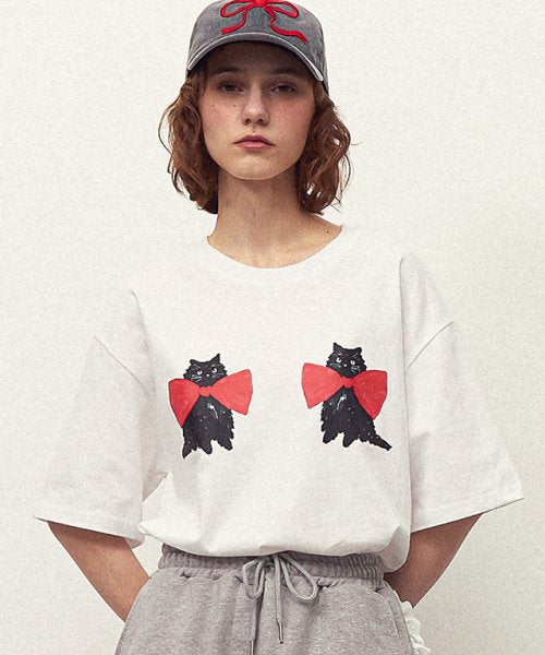 ★RonRon★ Ribbon Cats T Shirt (2colors)