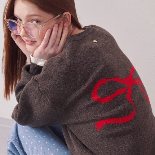 ★RonRon★ Heart Ribbbon Jacquard Knit Cardigan (5colors)