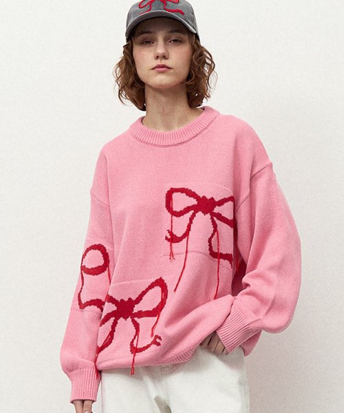 ★RonRon★ Vintage Heart Ribbbon Knit (2colors)