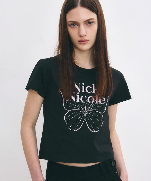 ★Nick Nicole★ Butterfly Signature Crop Top (9colors)