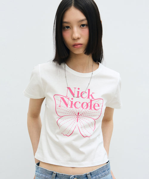 ★Nick Nicole★ Butterfly Signature Crop Top (9colors)