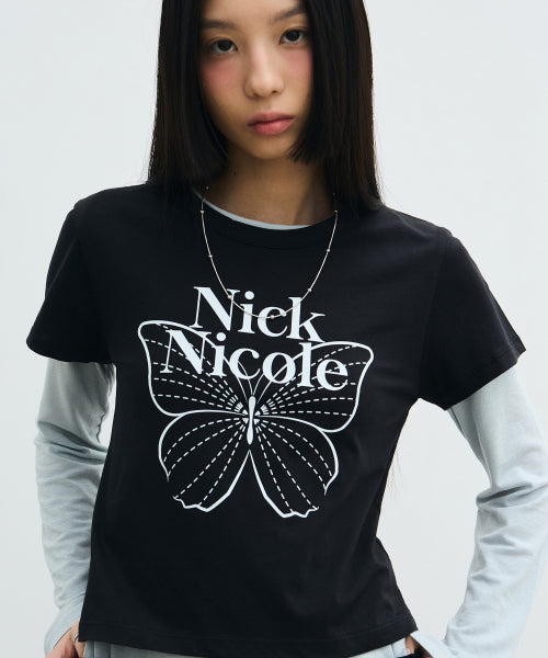 ★Nick Nicole★ Butterfly Signature Crop Top (9colors)