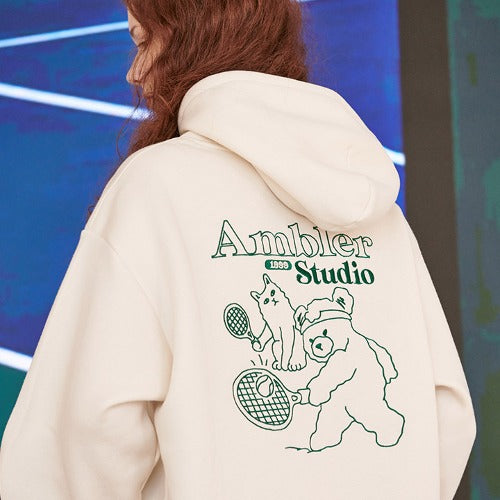★Ambler★ Over fit Hoodie Tennis duo (AHP1003)