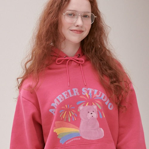 ★Ambler★ Over fit Hoodie Rainbow Bear (AHP1007)