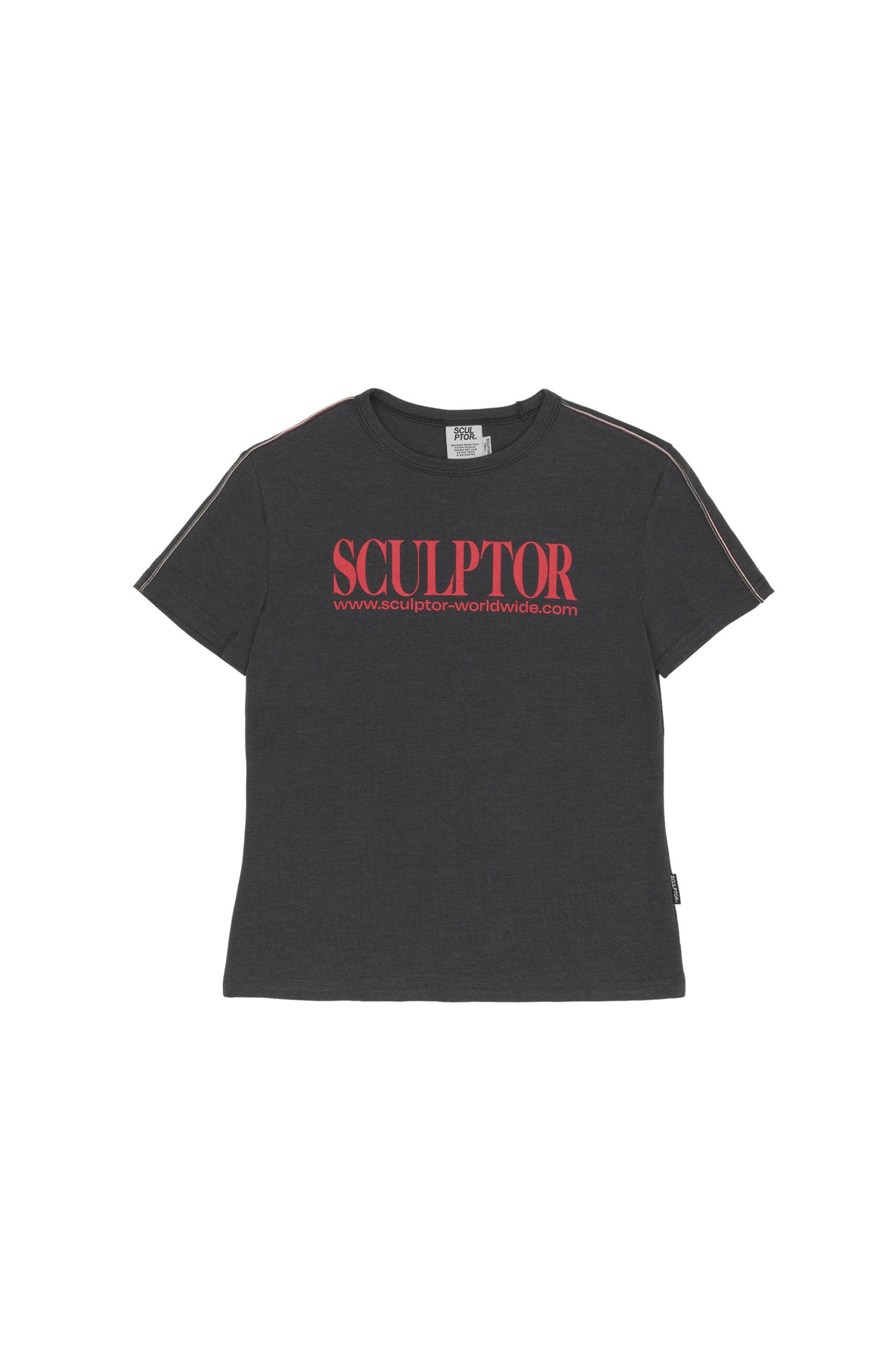 ★Sculptor★ Classic Logo Piping Crop Top Charcoal