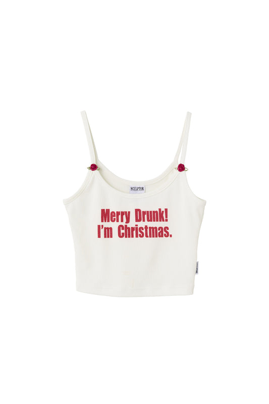 ★Sculptor★ Merry Drunk Sleeveless Top White