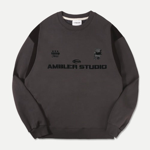 ★Ambler★ Over fit Sweatshirt Soccer Bear (AMM1108)