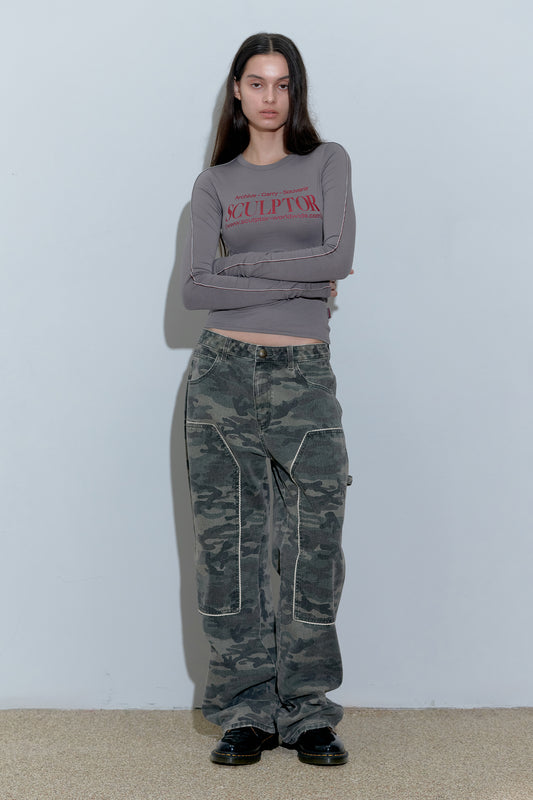 ★Sculptor★Sports Lettering L/S Tee D.Gray