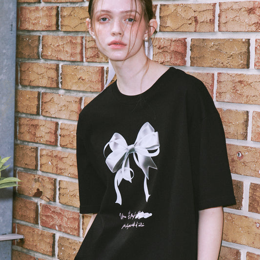 ★RonRon★ Double Ribbon Over Fit T Shirt (2colors)