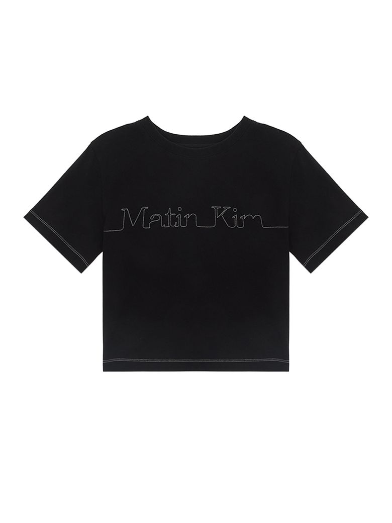【Matin Kim】Matin Edge Stitch Logo Crop Top (4colors)