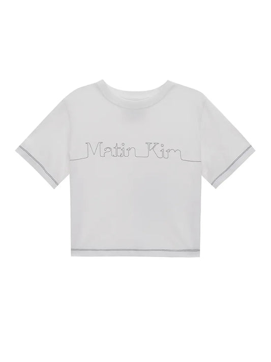 【Matin Kim】Matin Edge Stitch Logo Crop Top (4colors)