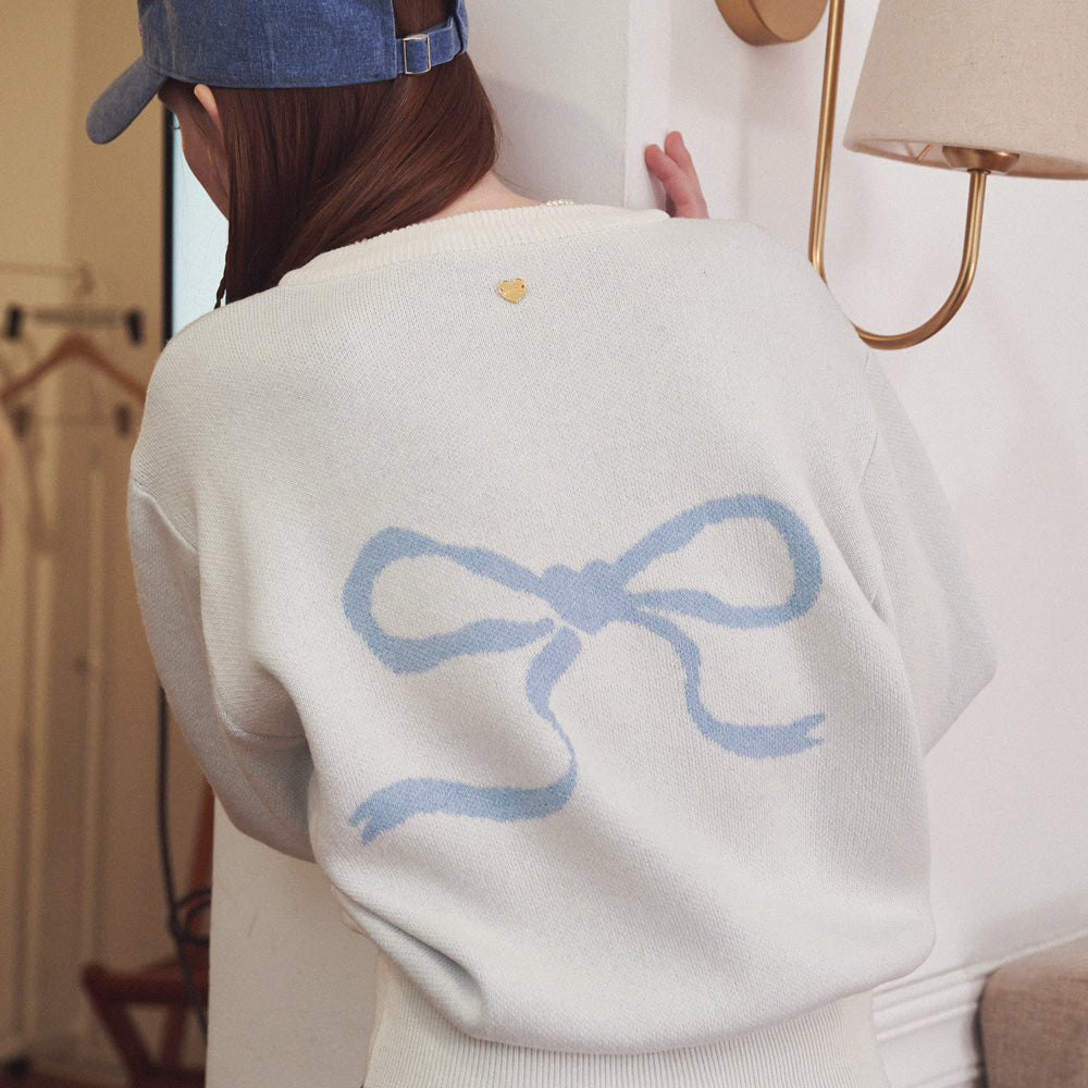 ★RonRon★ Heart Ribbbon Jacquard Knit Cardigan (5colors)