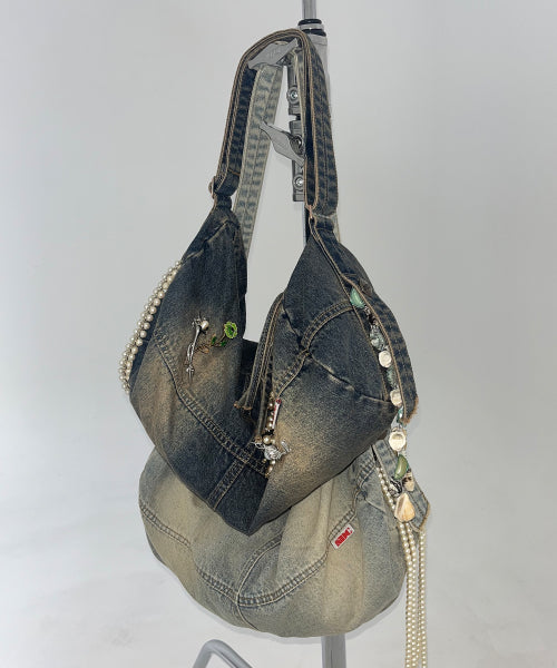 ★Sculptor★ Washed Denim Duffle Bag (2colors)