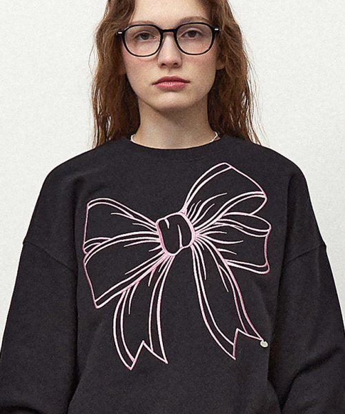 ★RonRon★ Big Ribbon Line Sweatshirt (4colors)