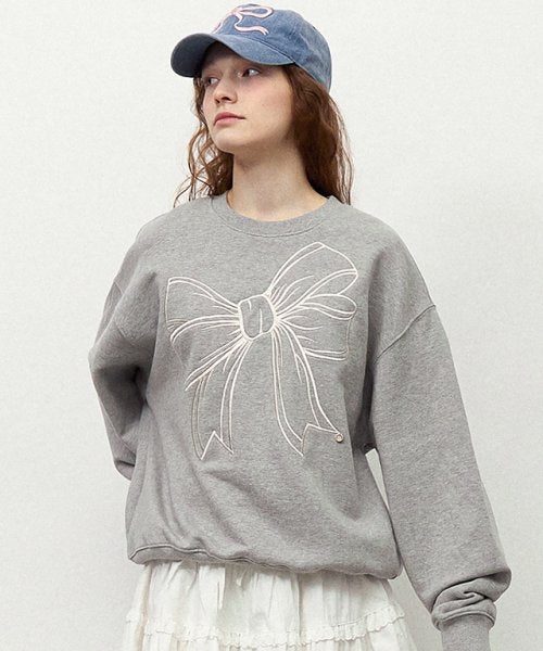 ★RonRon★ Big Ribbon Line Sweatshirt (4colors)