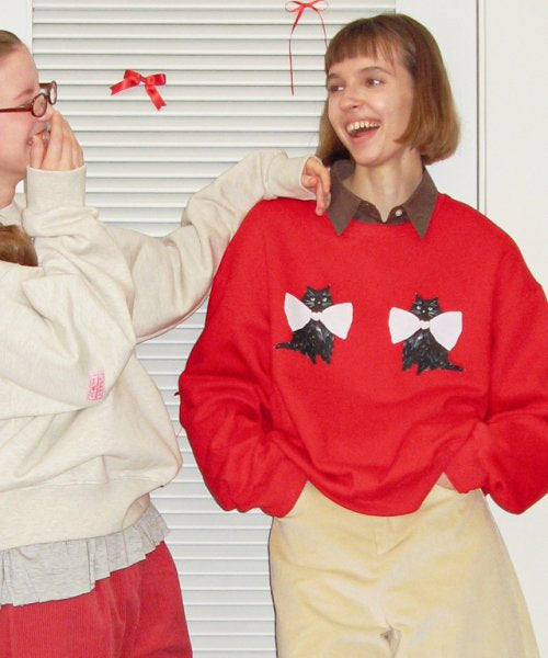 ★RonRon★ Ribbon Cats Sweatshirts (2colors)