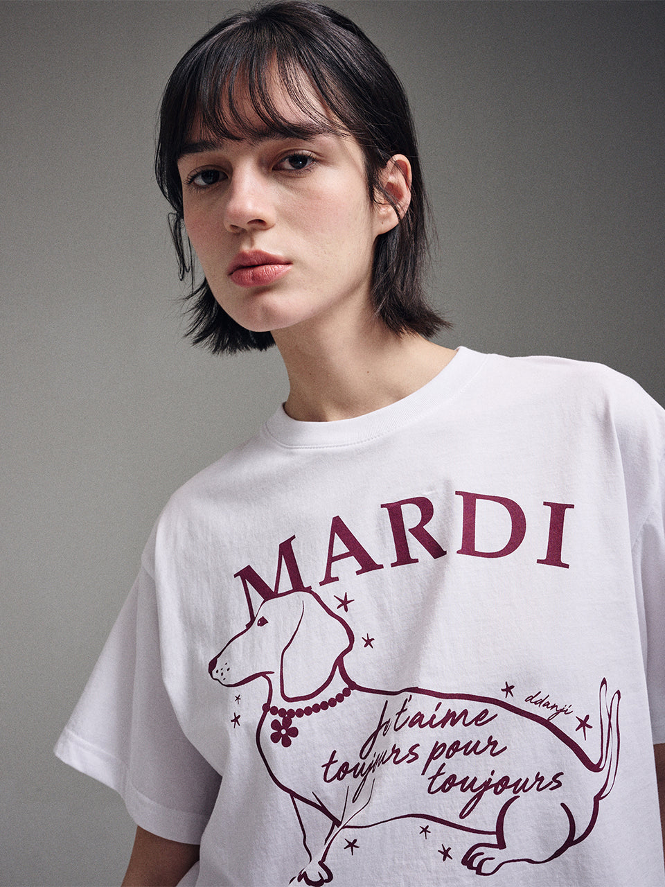★Mardi Mercredi★ Tshirt Swing The Tail Ddanji Flower Choker (3colors)