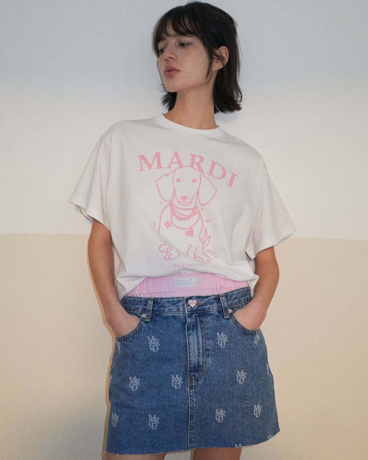 ★Mardi Mercredi★ Tshirt Swing The Tail Ddanji Pearl Necklace (4colors)