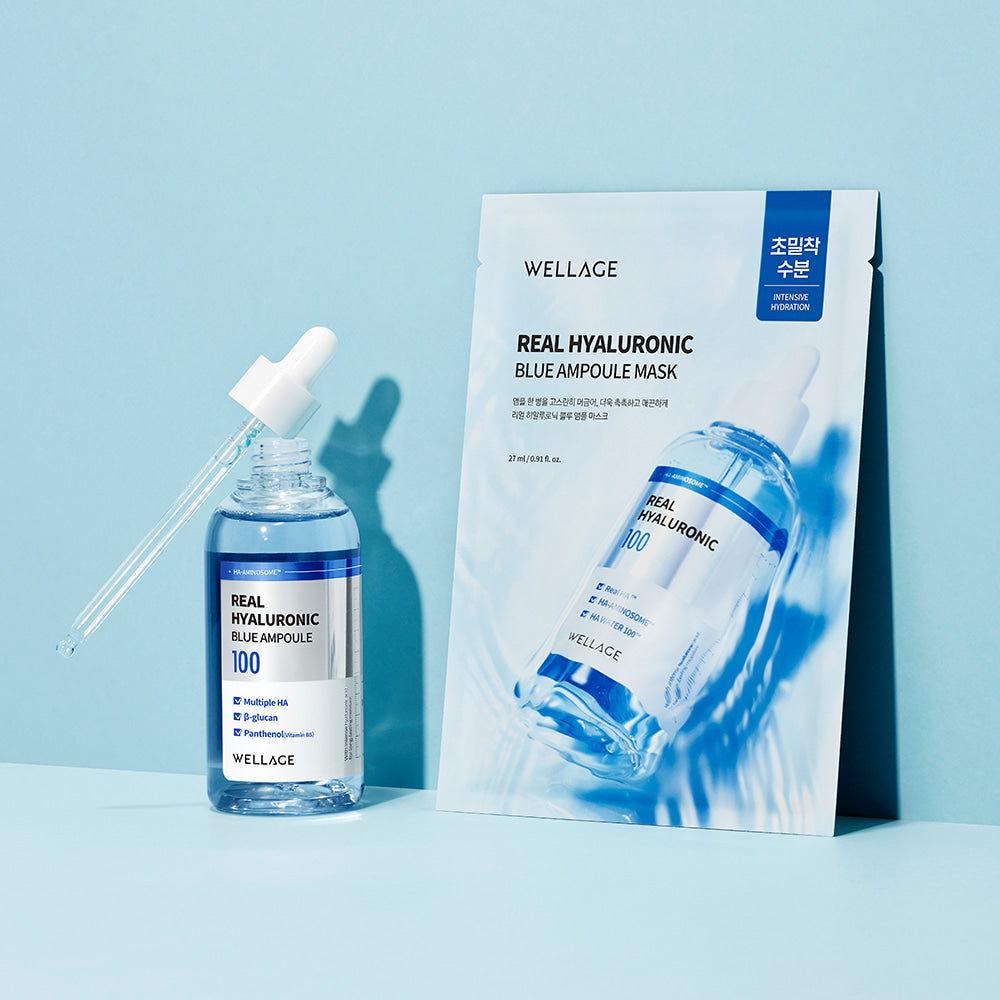 [10pcs]【Wellage】Real Hyaluronic Blue Ampoule Mask
