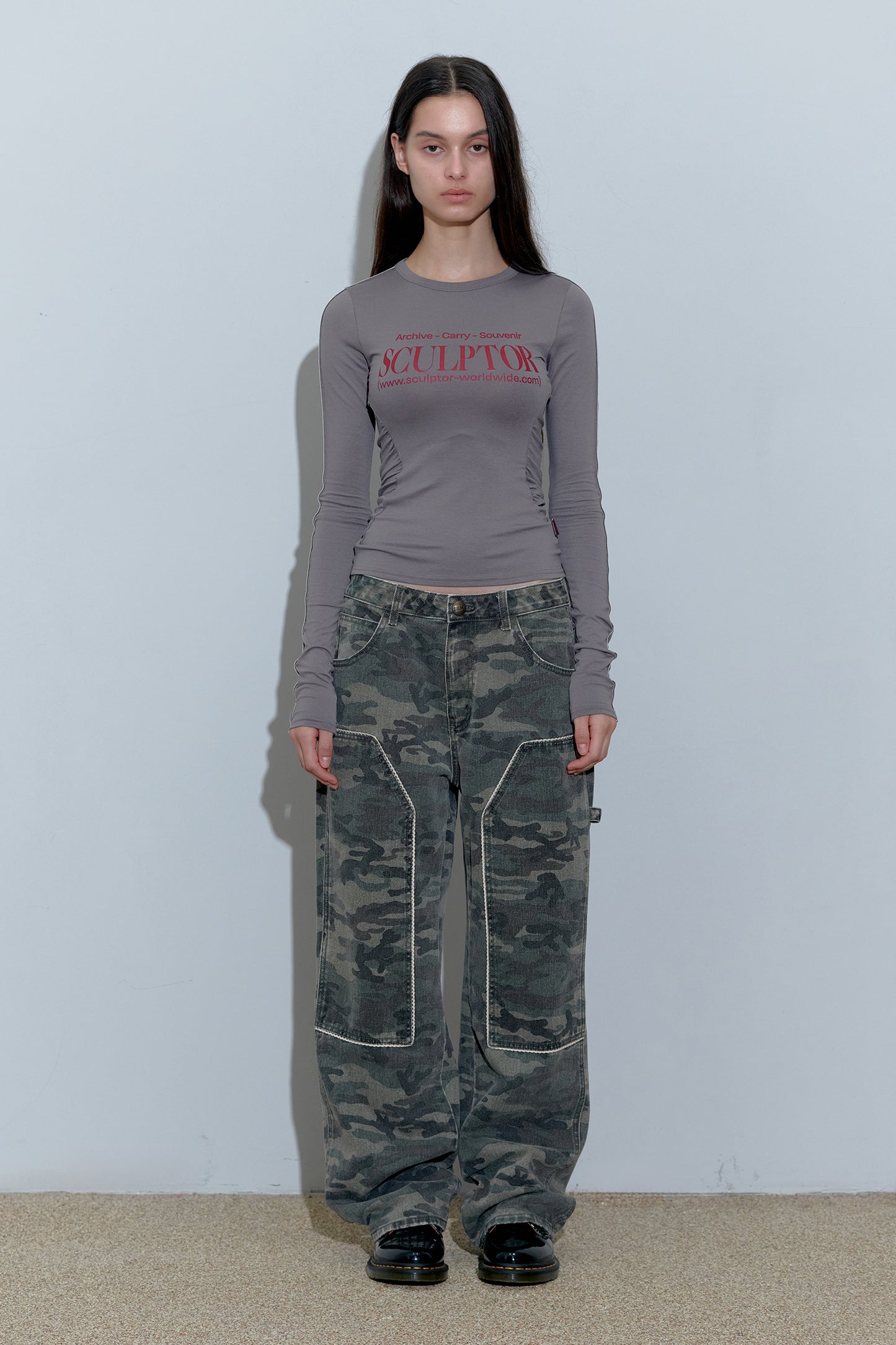 ★Sculptor★Sports Lettering L/S Tee D.Gray