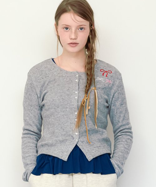 ★RonRon★ Heart Button 3 Ribbon Cardigan (3colors)