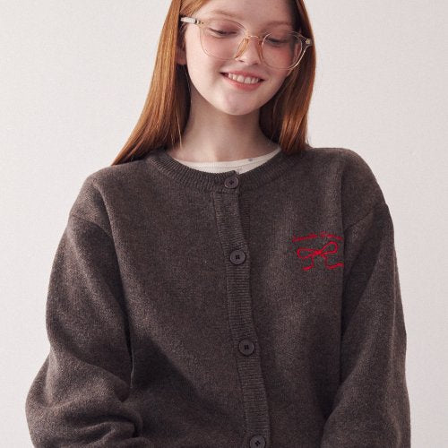 ★RonRon★ Heart Ribbbon Jacquard Knit Cardigan (5colors)
